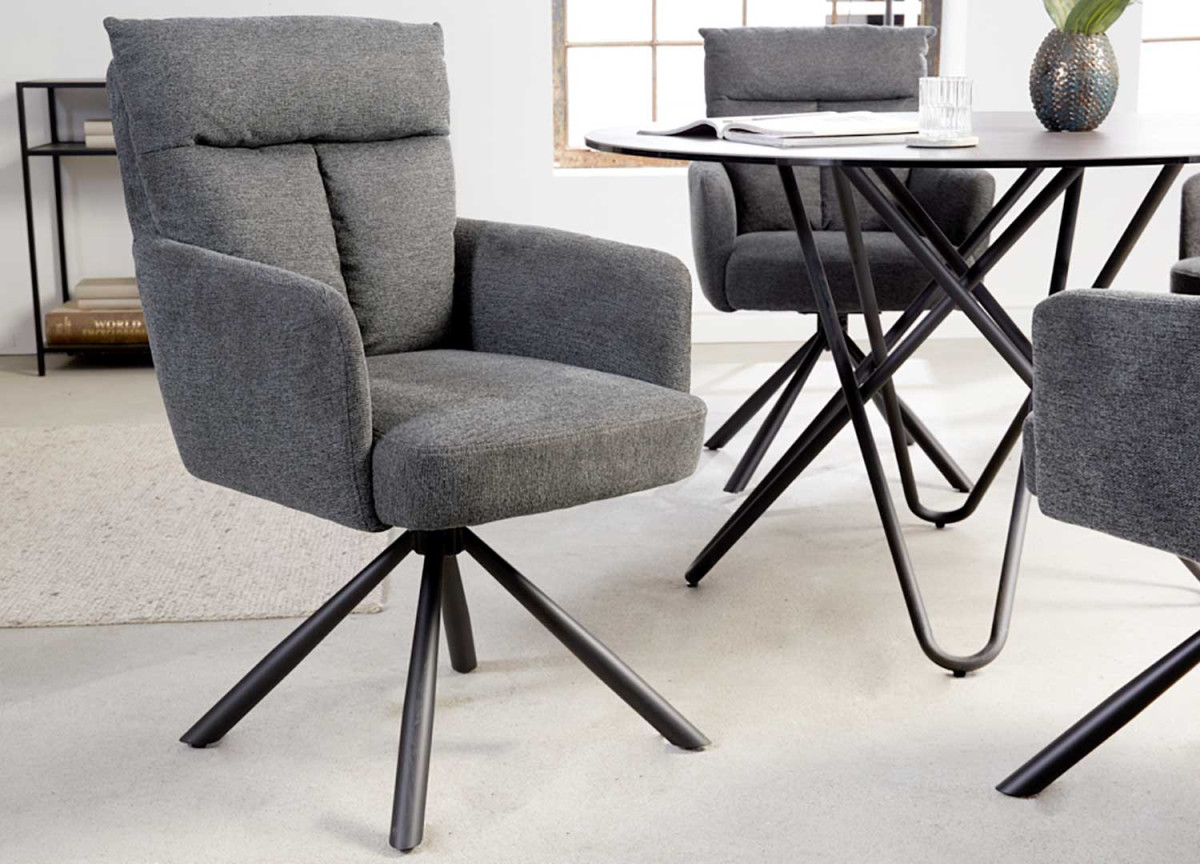 2 Chaises rétro à ressorts bouclé gris