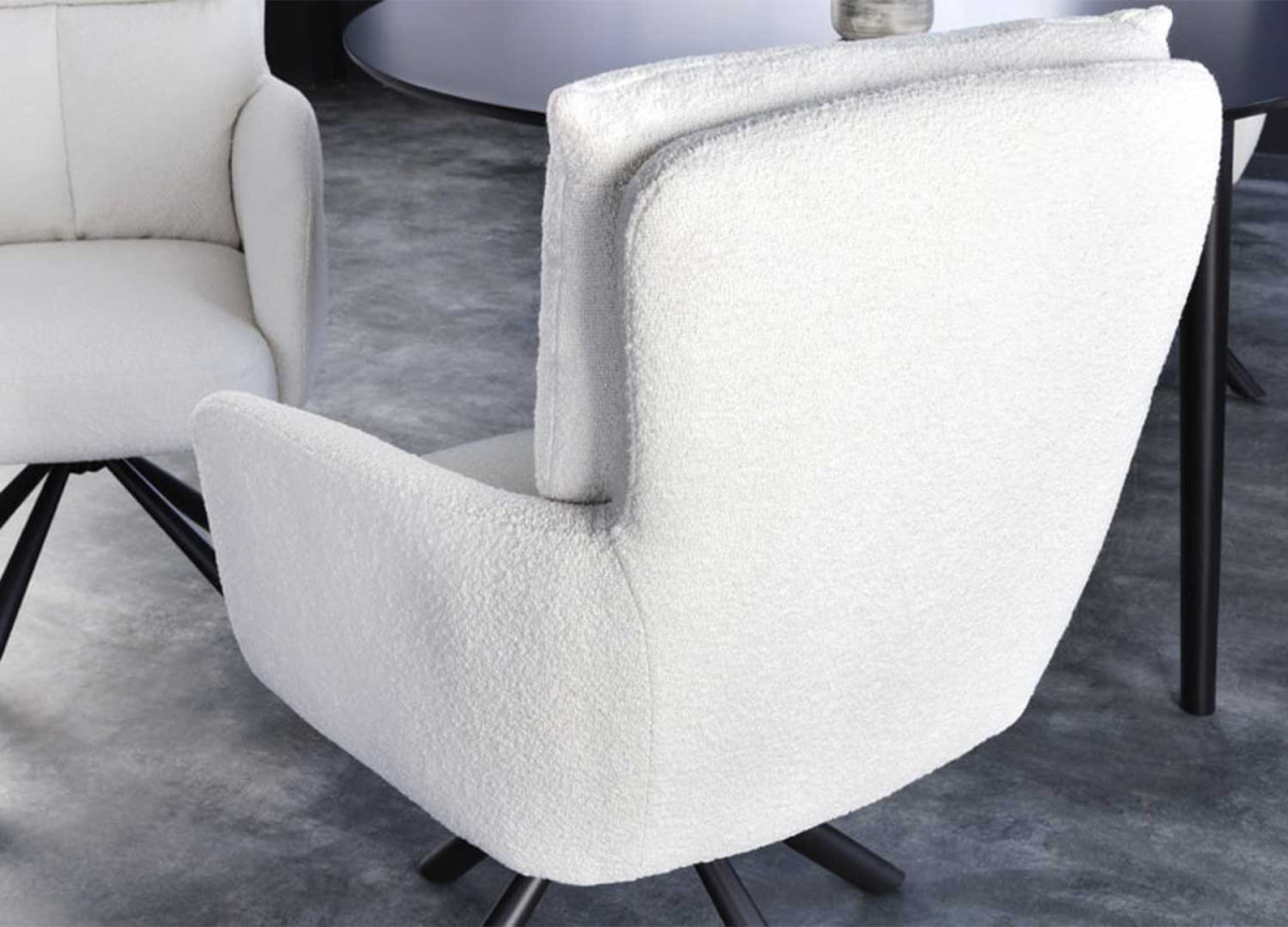 2 Chaises rétro à ressorts bouclé blanches