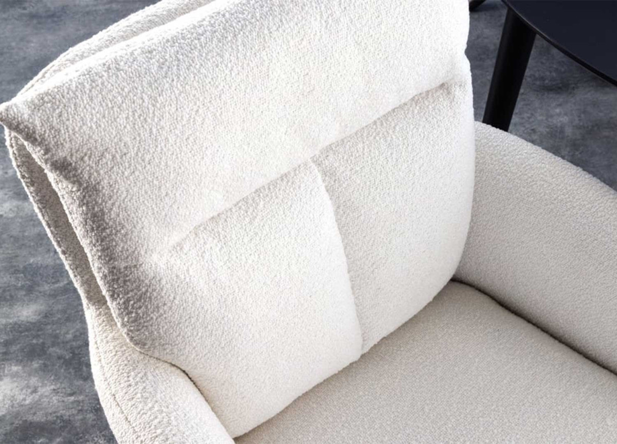 2 Chaises rétro à ressorts bouclé blanches