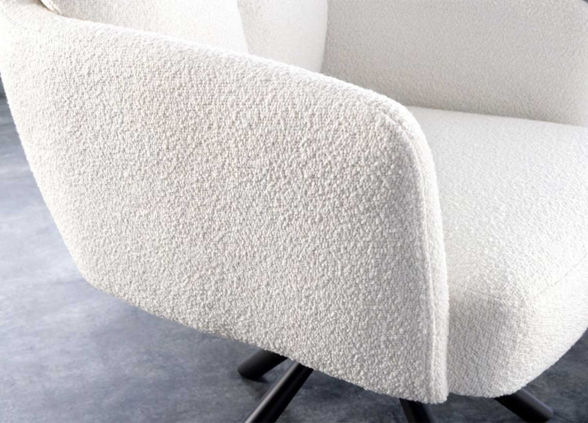 2 Chaises rétro à ressorts bouclé blanches