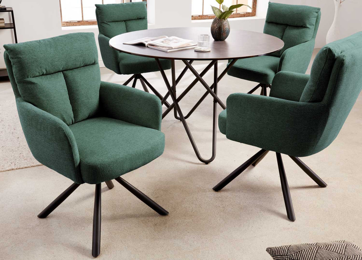 2 Chaises rétro à ressorts tissu vert