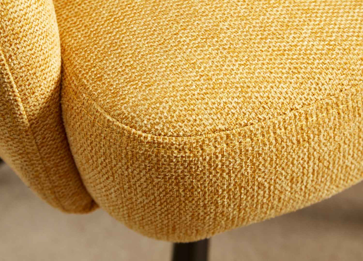 2 Chaises rétro à ressorts tissu jaune