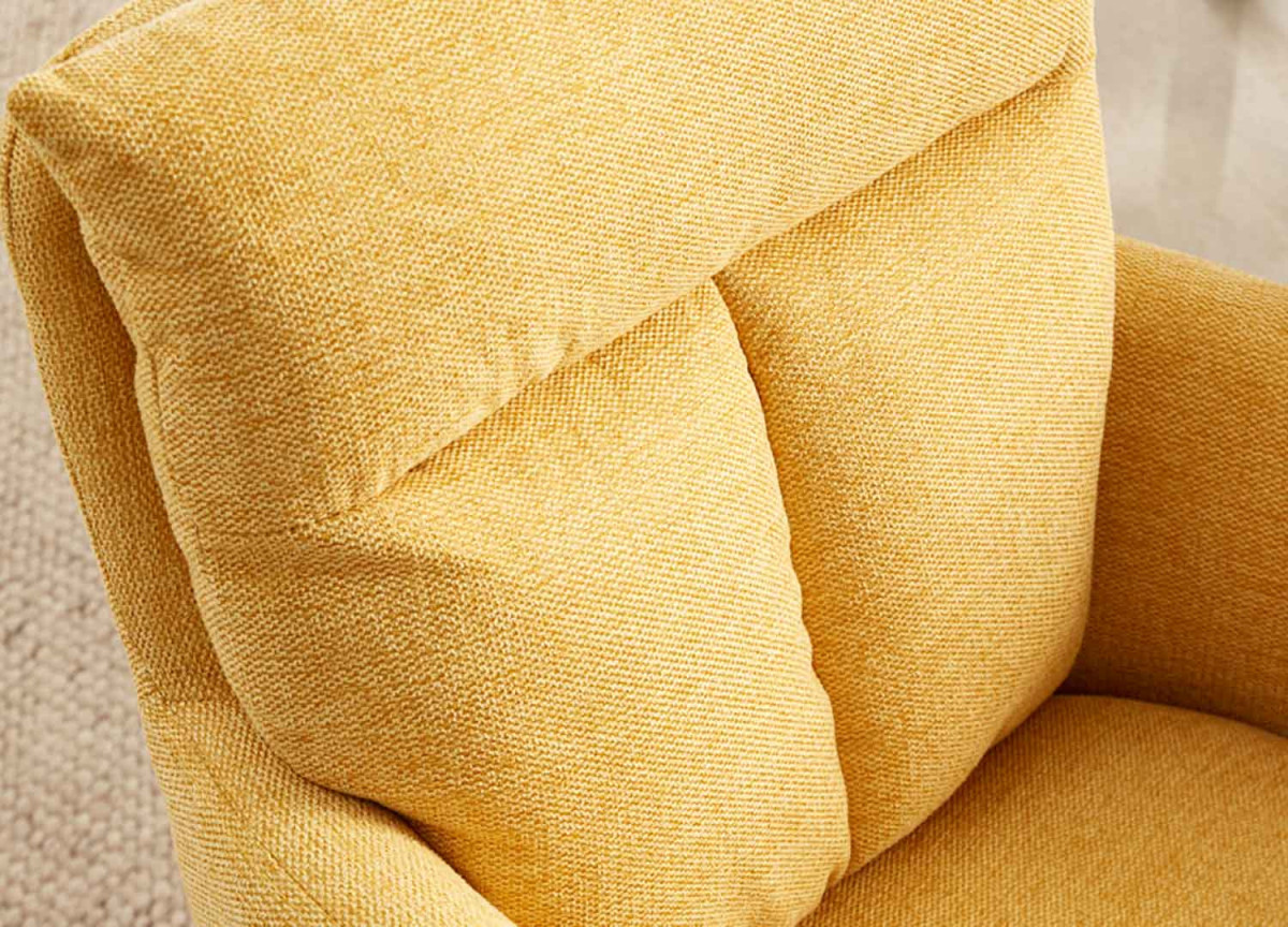 2 Chaises rétro à ressorts tissu jaune