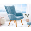 Fauteuil Scandinave design tissu bleu clair