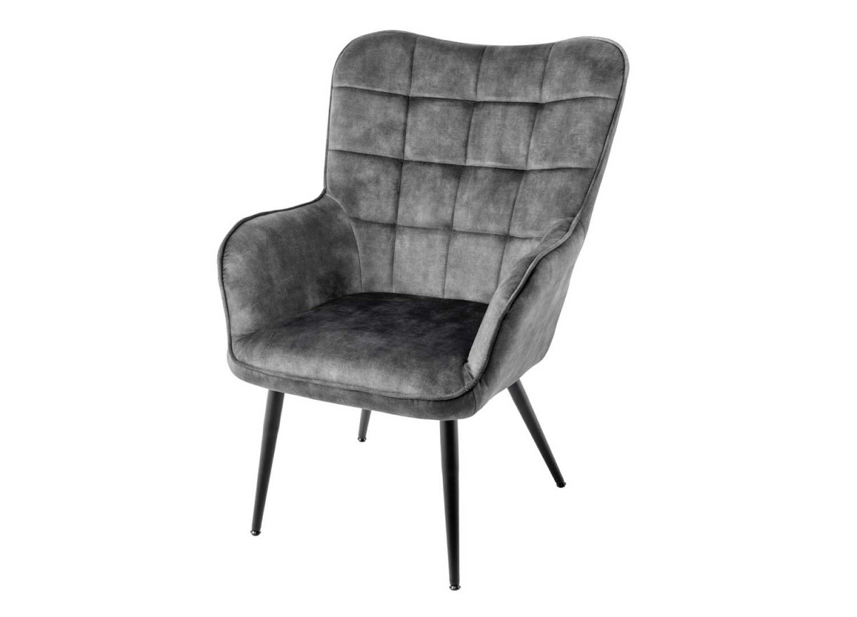 Fauteuil Scandinave en velours gris moderne