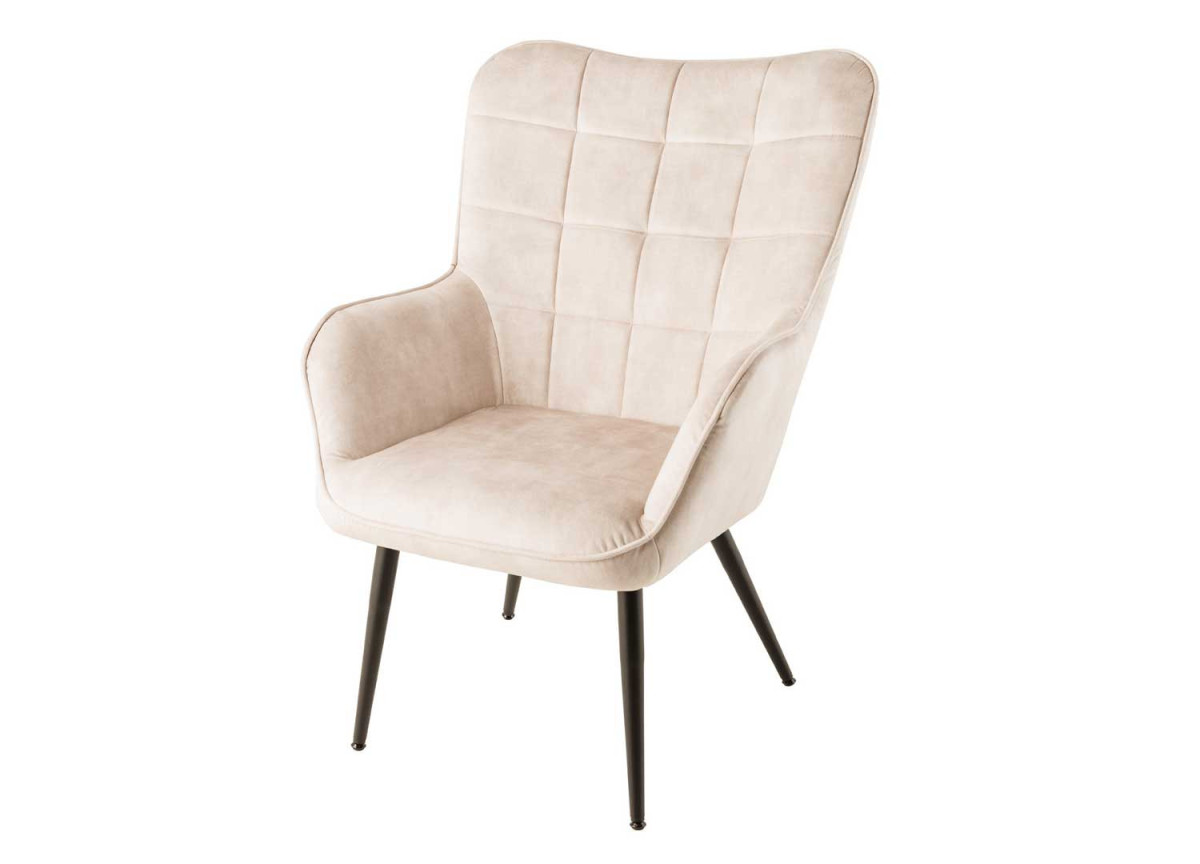 Fauteuil Scandinave en velours champagne