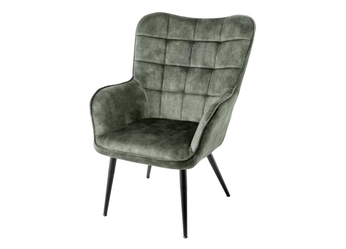 Fauteuil Scandinave en velours vert foncé