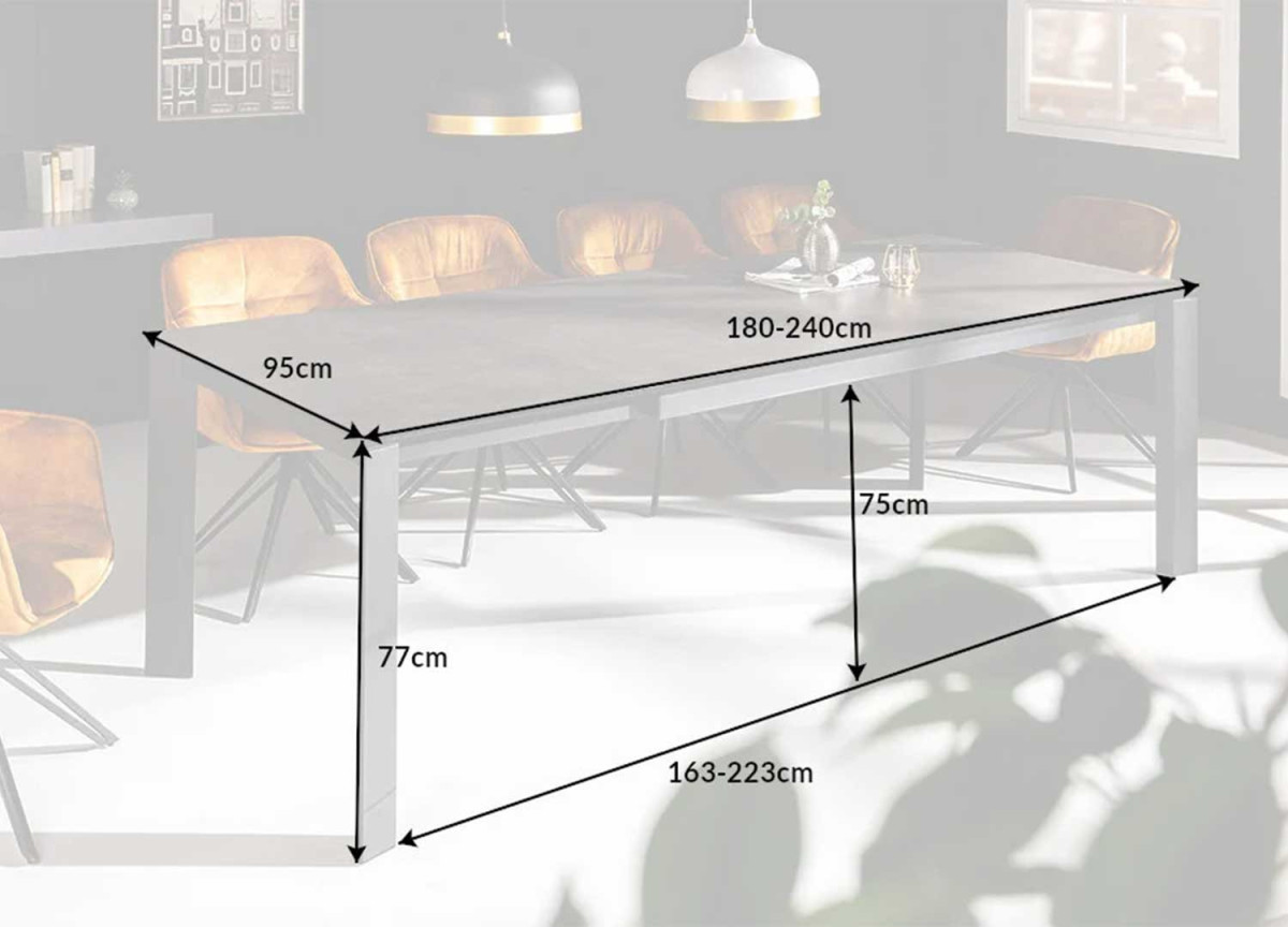 Table à manger extensible en céramique 180-240 cm