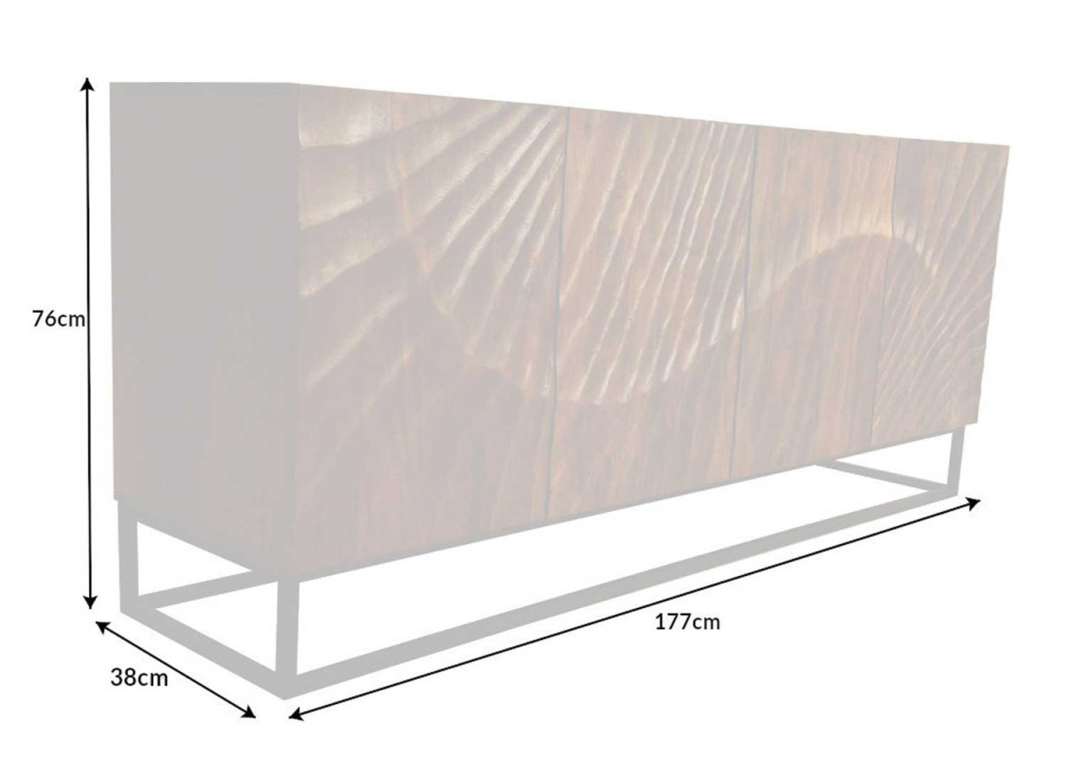 Buffet Design Manguier Sculpté et Socle Métal Noir