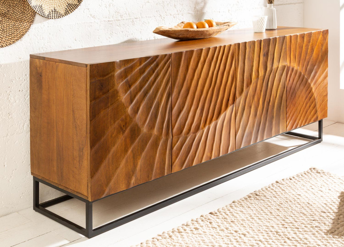 Buffet en bois de manguier et métal noir