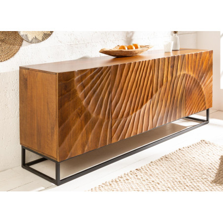Buffet en bois de manguier et métal noir