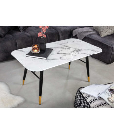 Table basse en verre marbre blanc 110 cm