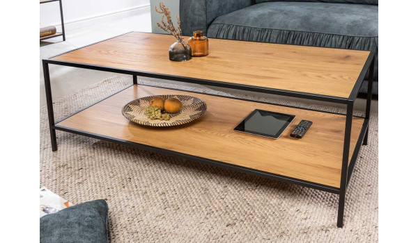 Table basse bois et métal rectangulaire 120 cm