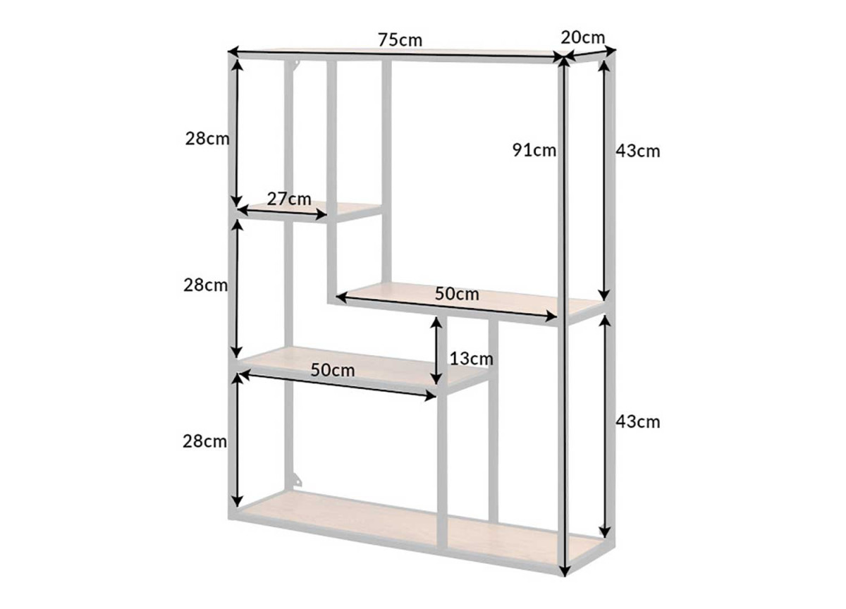 Meuble étagère murale en bois et métal