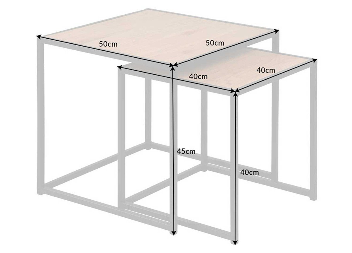 Table d'appoint carrée emboîtable bois et métal