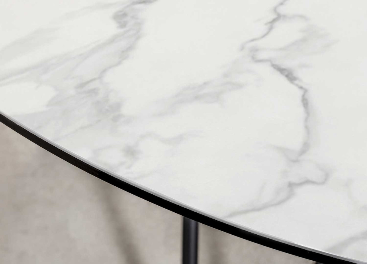 Table ronde en céramique marbre blanc