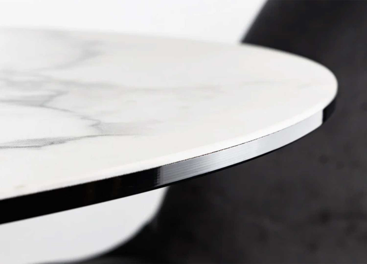 Table ronde en céramique marbre blanc