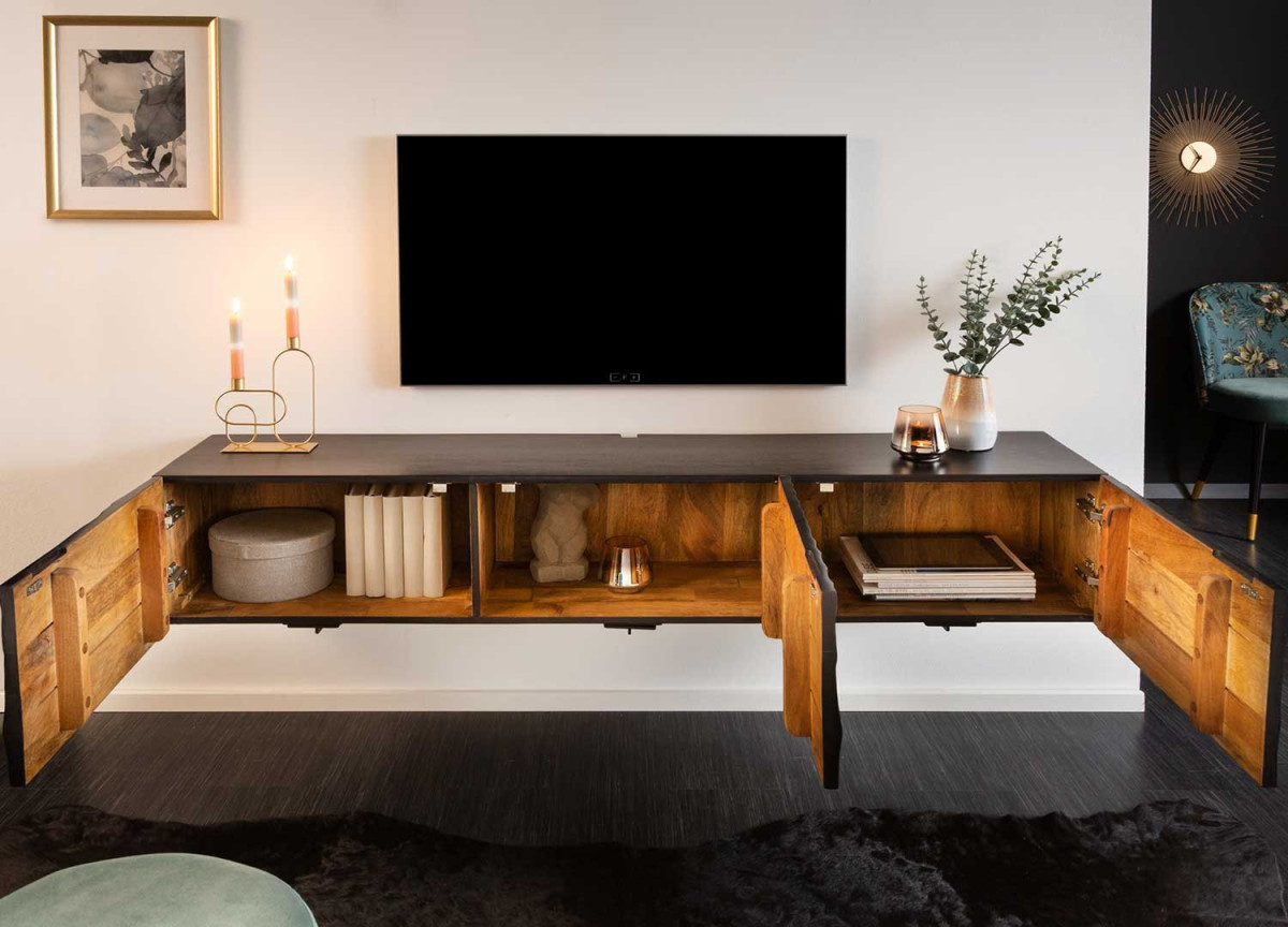 Meuble TV design mural suspendu 3 portes