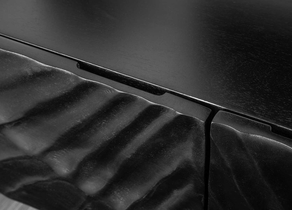 Meuble TV Design Mural | Bois Massif Noir | 160 cm