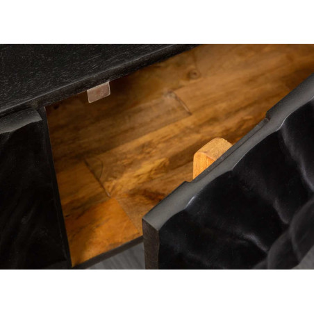 Meuble TV Design Mural | Bois Massif Noir | 160 cm