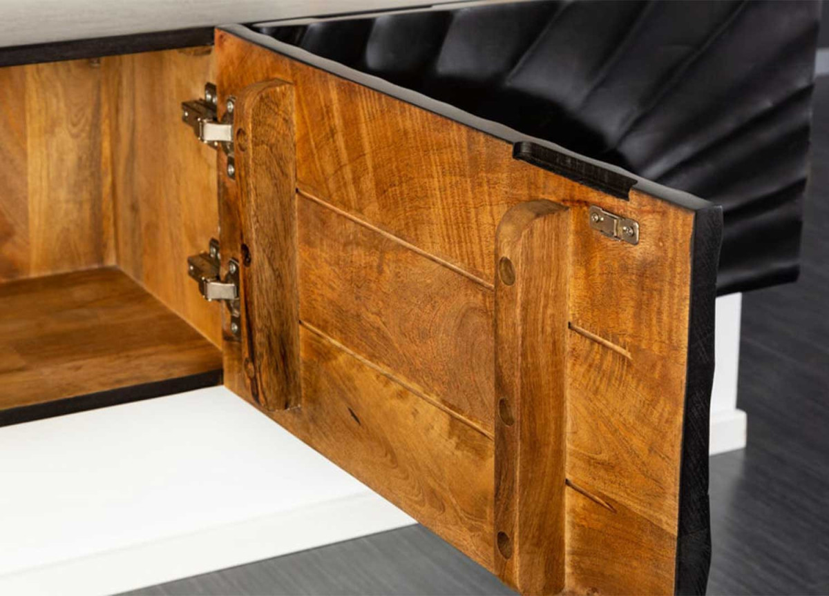 Meuble TV Design Mural | Bois Massif Noir | 160 cm