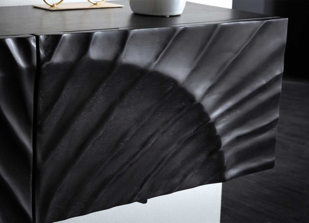 Meuble TV Design Mural | Bois Massif Noir | 160 cm