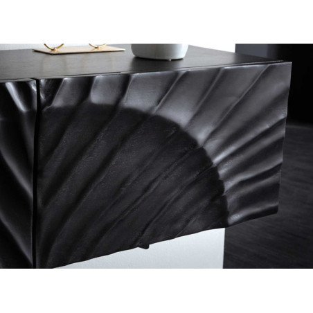 Meuble TV Design Mural | Bois Massif Noir | 160 cm