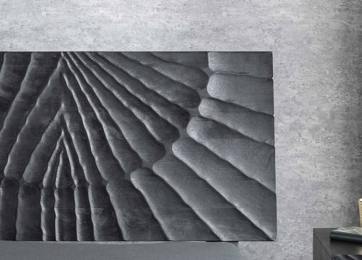 Lit 180x200 cm en Bois de Manguier Teinté Noir