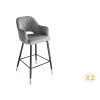 Tabouret de bar confortable en tissu gris