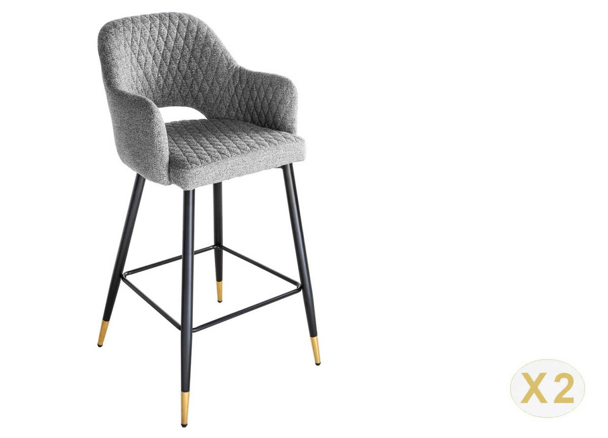 Tabouret de bar confortable en tissu gris