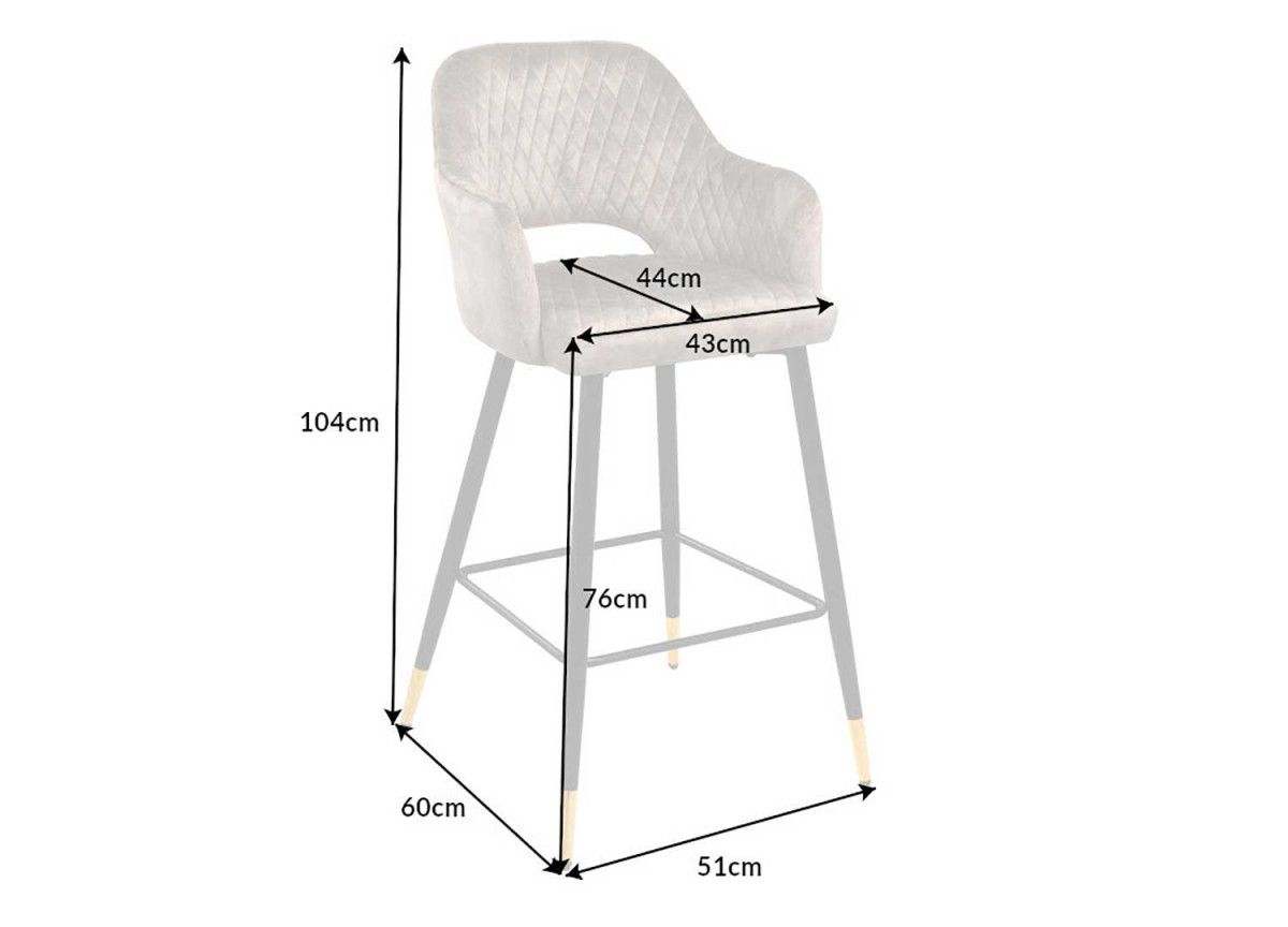 Tabouret de bar confortable en velours grège