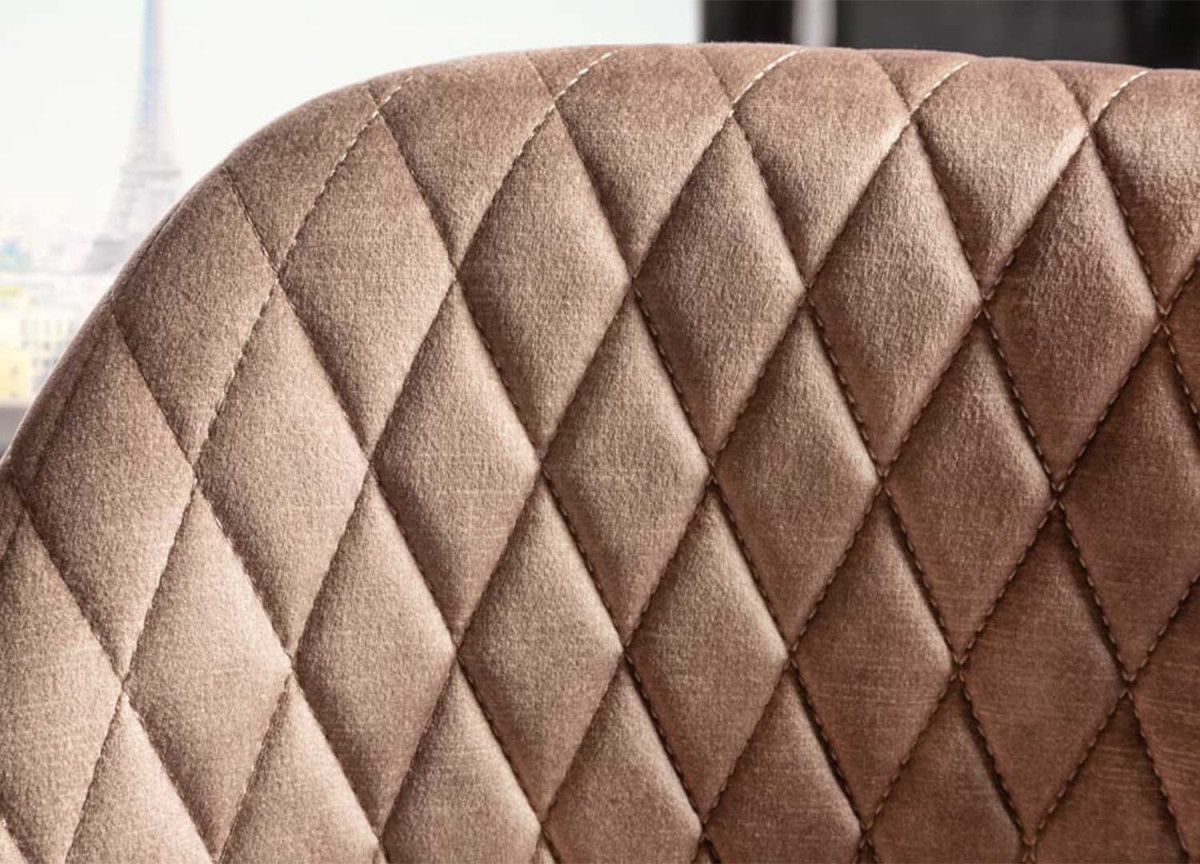 Tabouret de bar confortable en velours grège