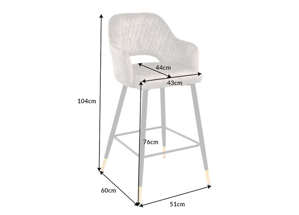 Tabouret de bar confortable en velours anthracite