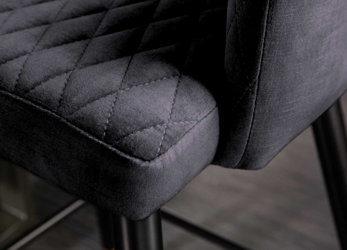 Tabouret de bar confortable en velours anthracite