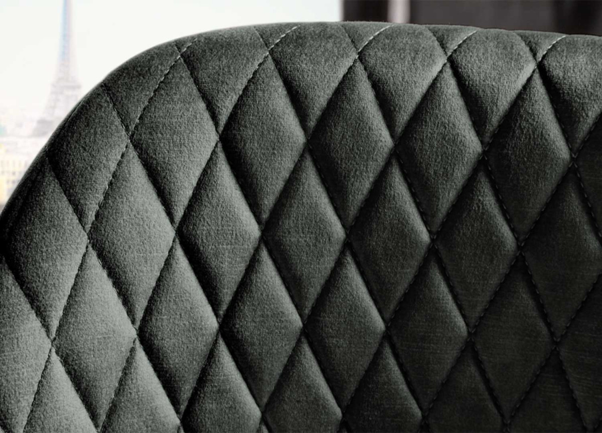 Tabouret de bar confortable en velours gris-vert