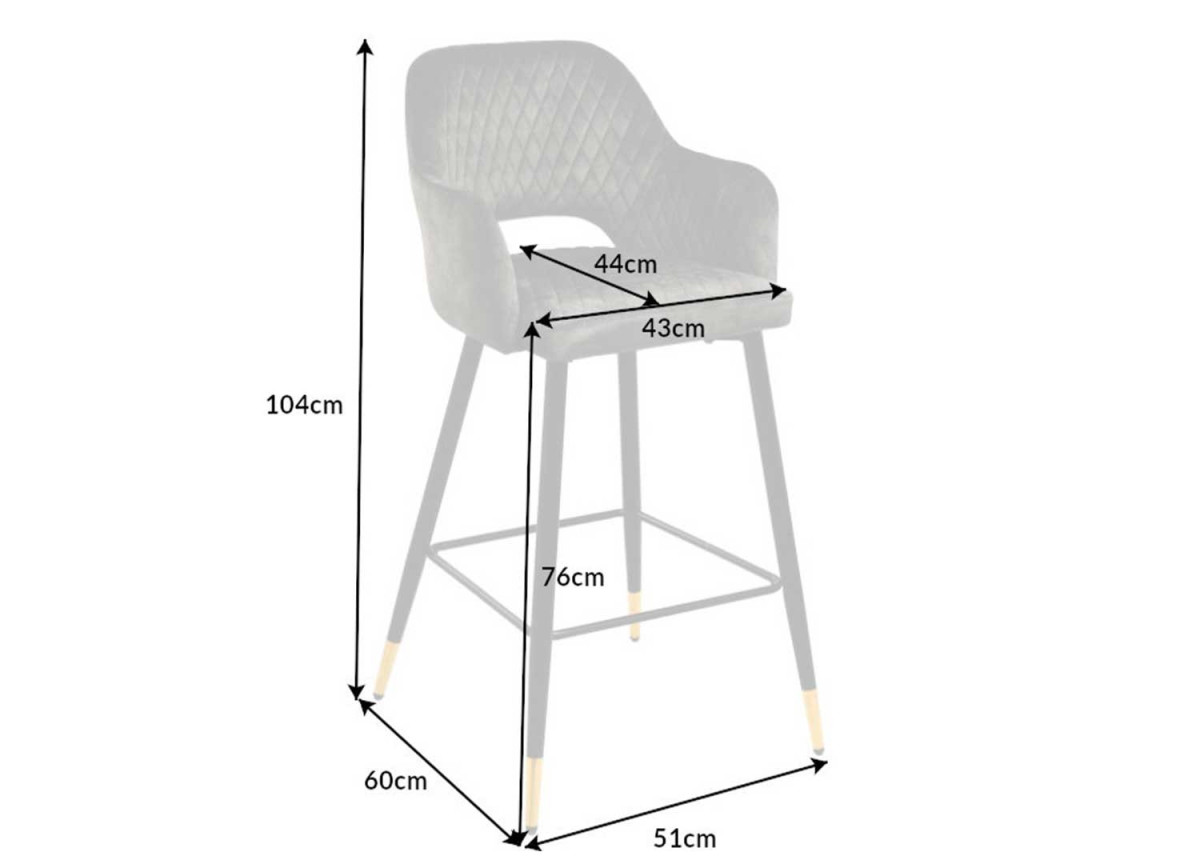 Tabouret de bar confortable en velours gris-vert