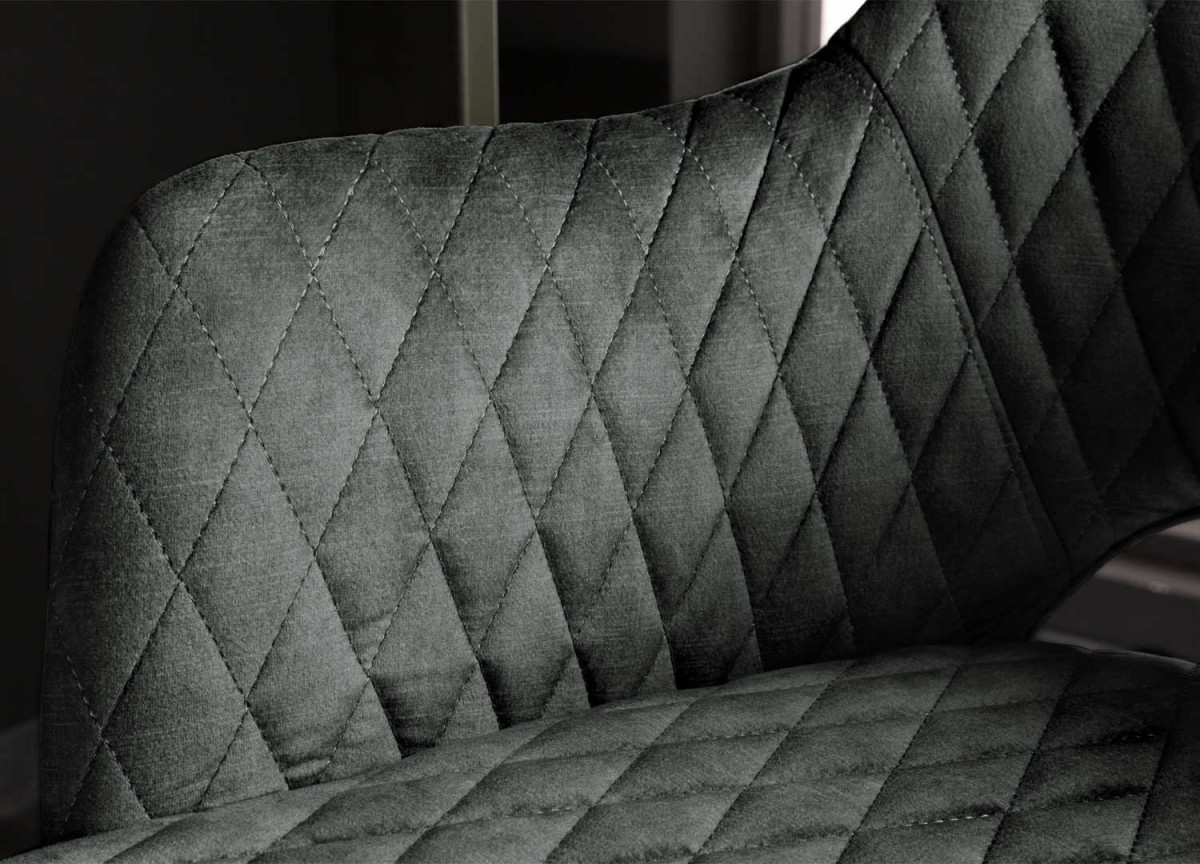 Tabouret de bar confortable en velours gris-vert