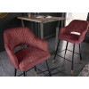 Tabouret de bar confortable en velours rouge bordeaux