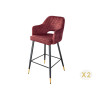 Tabouret de bar confortable en velours rouge bordeaux