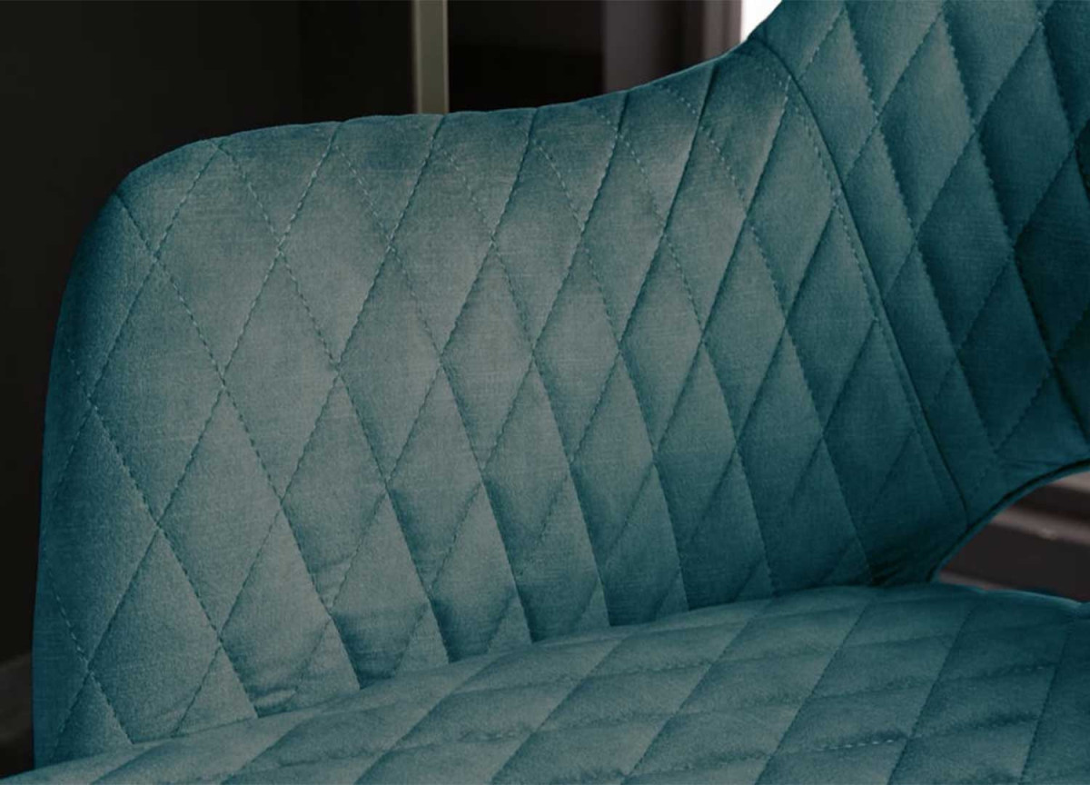 Tabouret de bar confortable en velours bleu pétrole