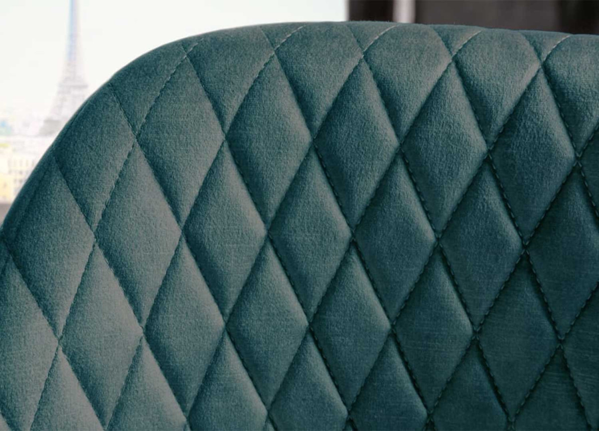 Tabouret de bar confortable en velours bleu pétrole