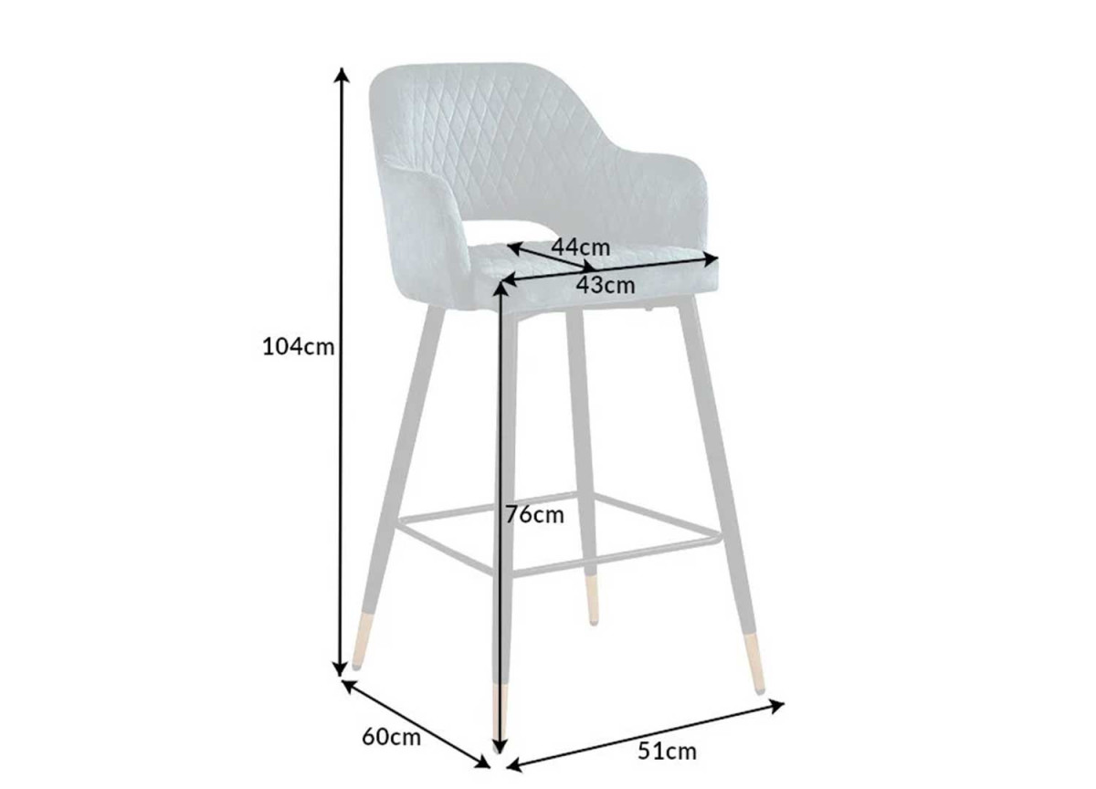 Tabouret de bar confortable en velours bleu pétrole