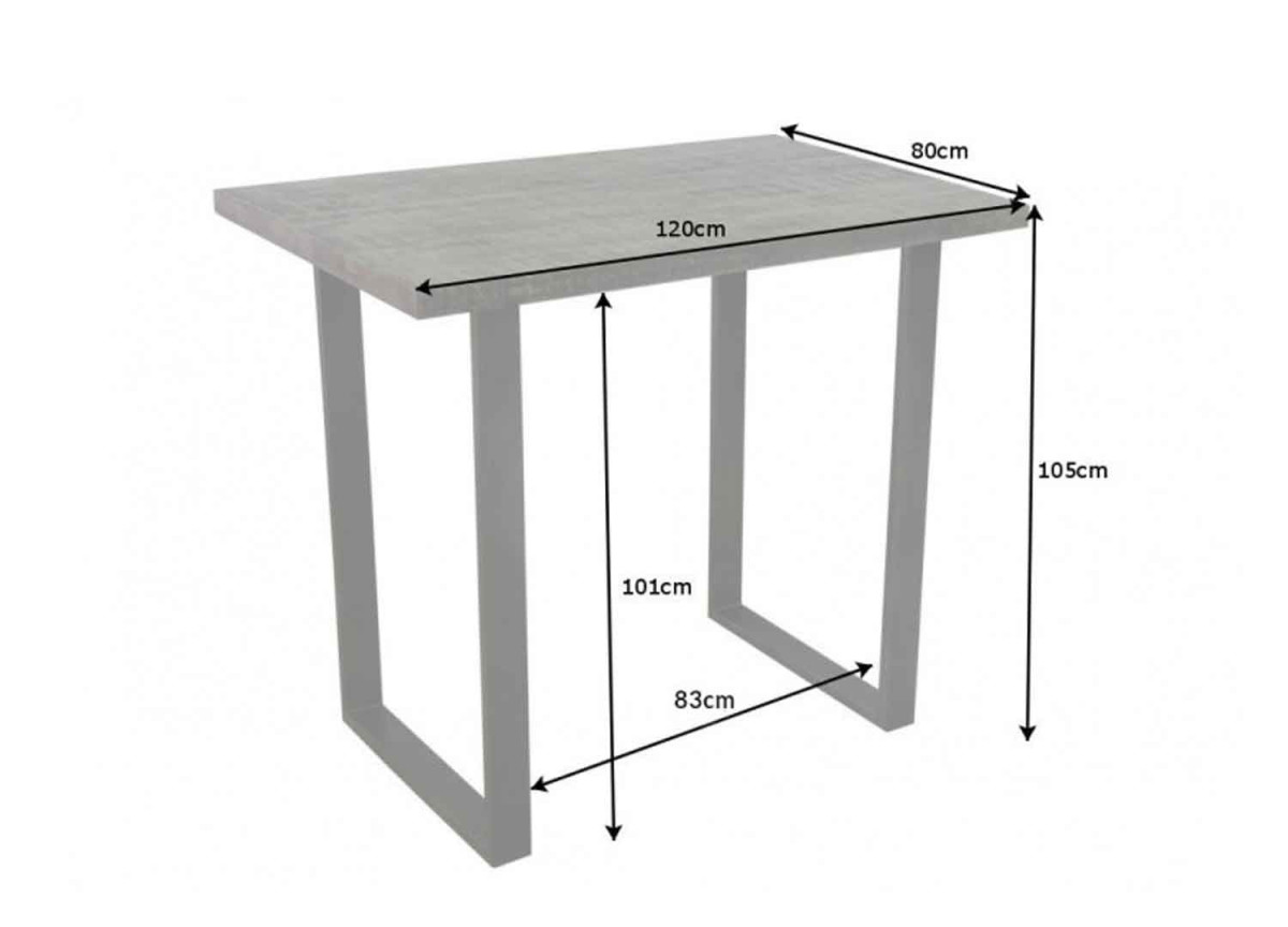 Table de Bar en Manguier Grisé et Métal