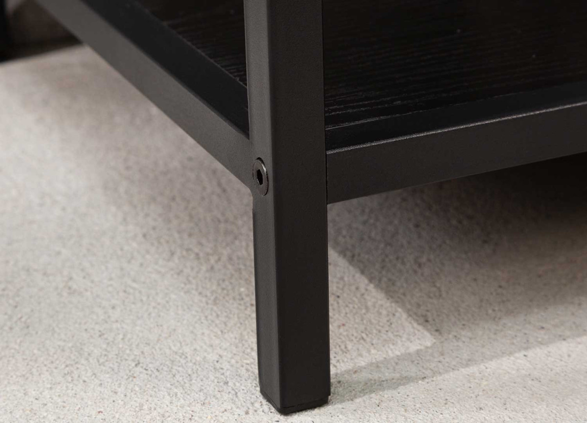 Meuble étagère bois de frêne foncé et métal