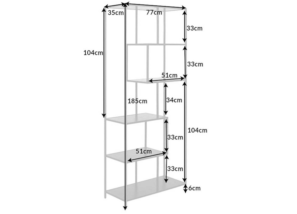 Meuble étagère haute bois frêne foncé et métal