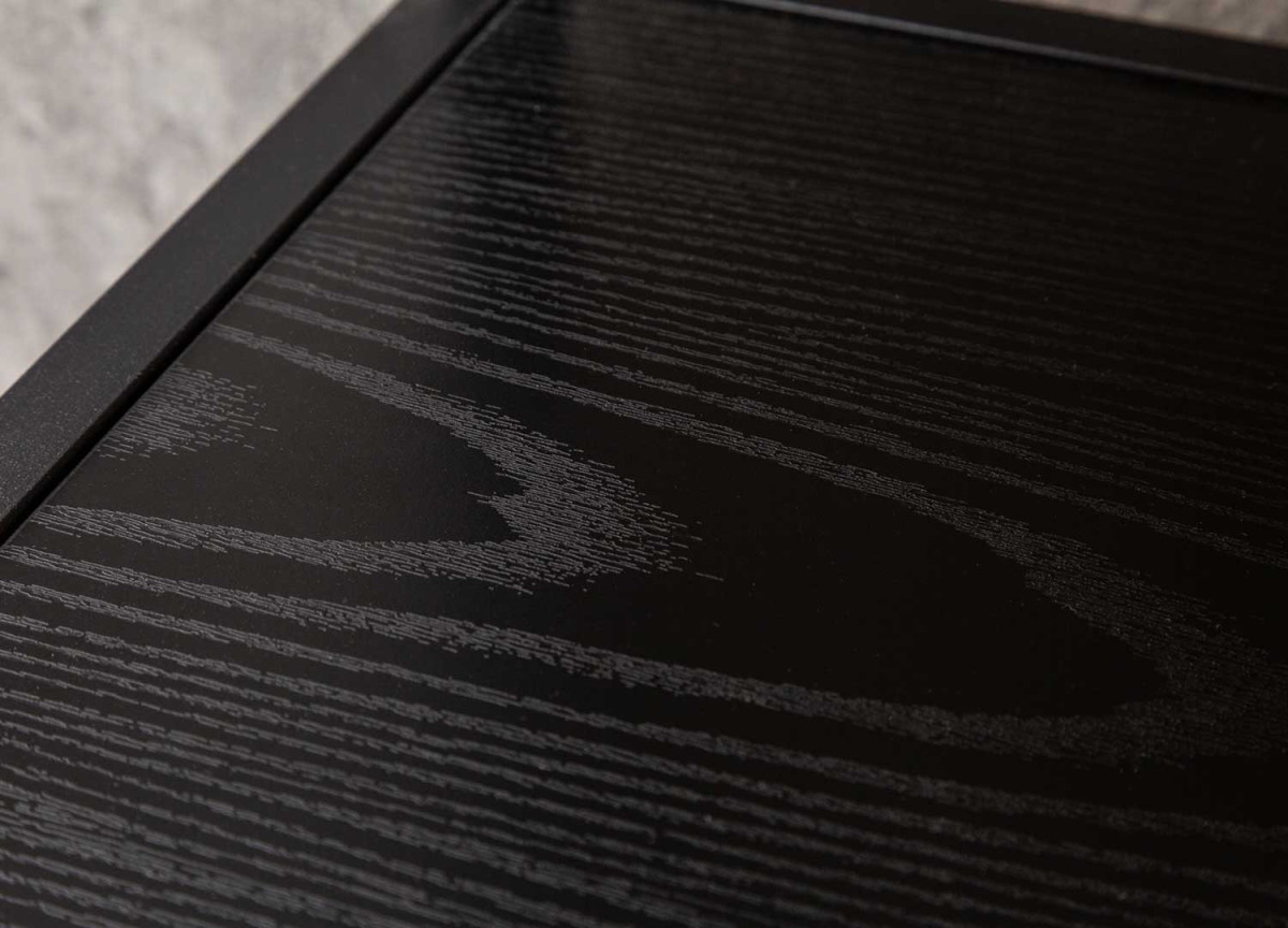 Table Basse Frêne Foncé et Métal Noir 120 cm