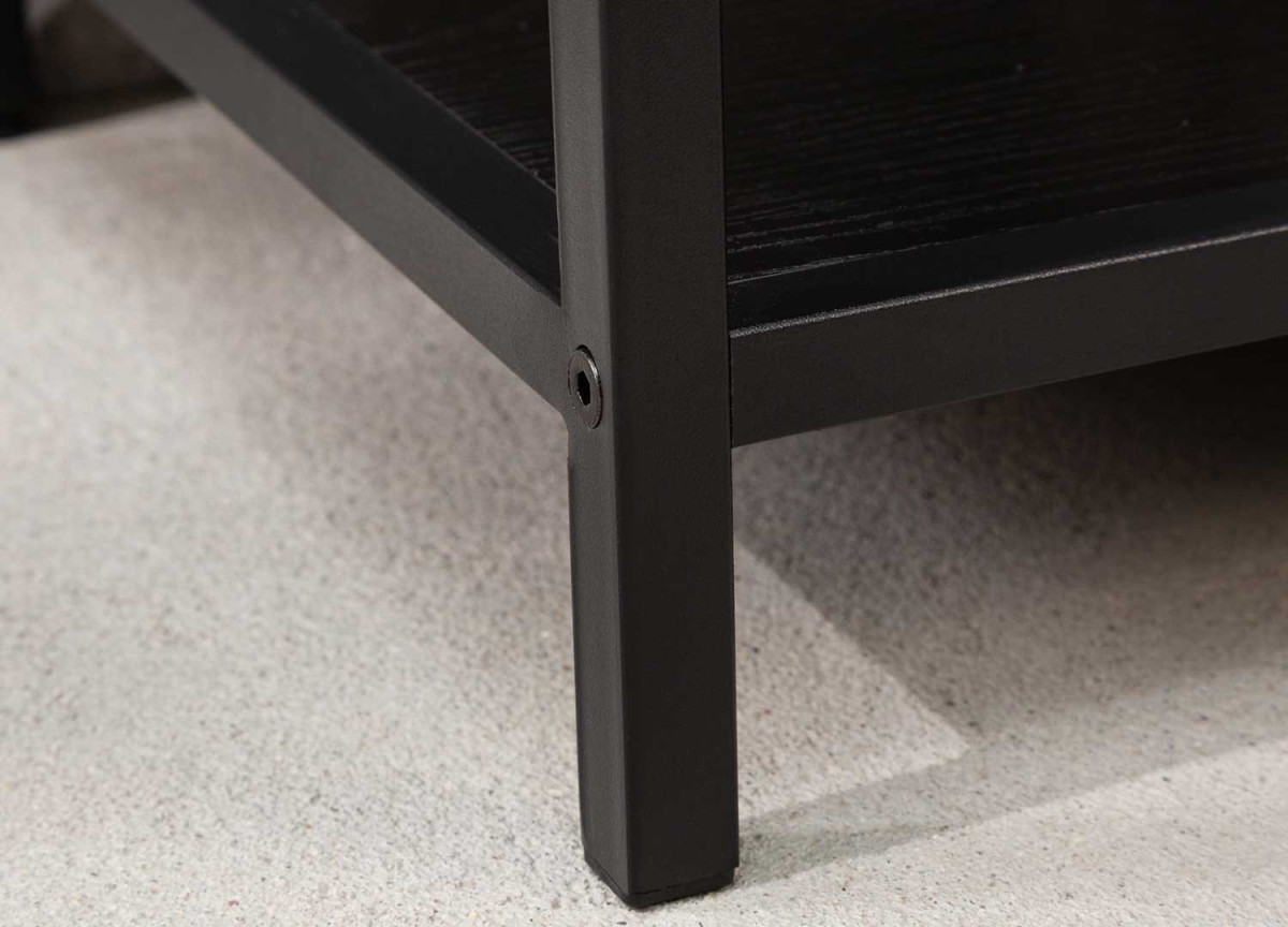 Table Basse Frêne Foncé et Métal Noir 120 cm