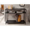 Table console en bois frêne foncé et métal noir