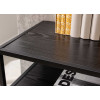 Table console en bois frêne foncé et métal noir