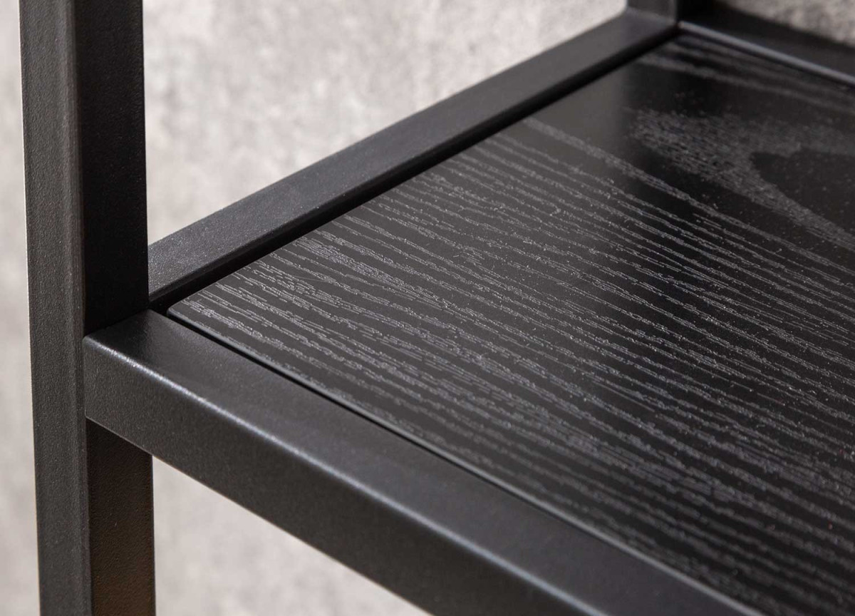 Étagère murale en bois frêne foncé et métal noir